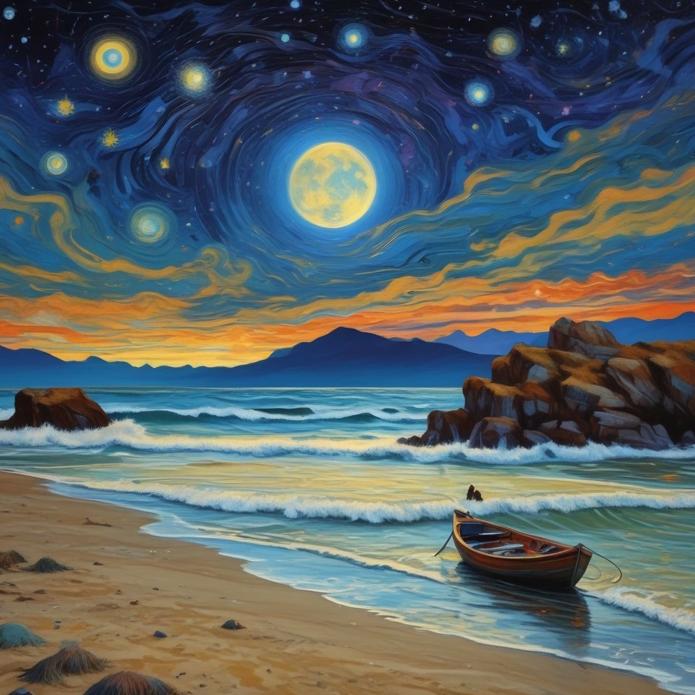 Starry Night Baja Beach Print Art 8x10
